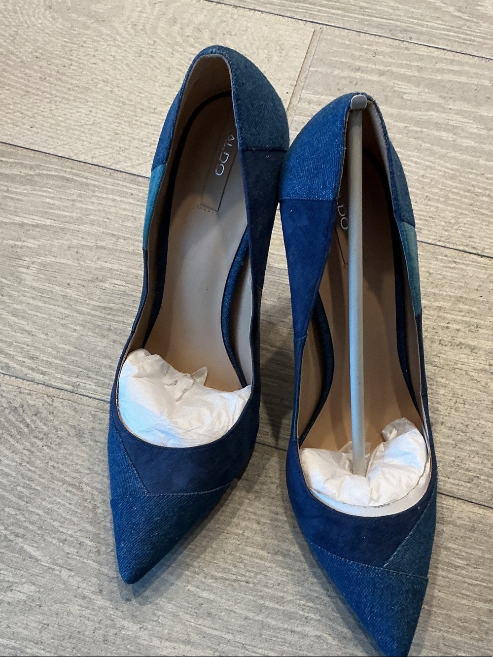 Aldo Blue Patchwork Pointed-Toe Pumps